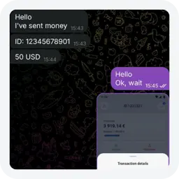The player sends their account ID and the amount.