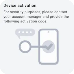 Device activation: send the code on this screen to your manager.