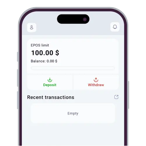 Your agent app – limit, balance and recent transactions.